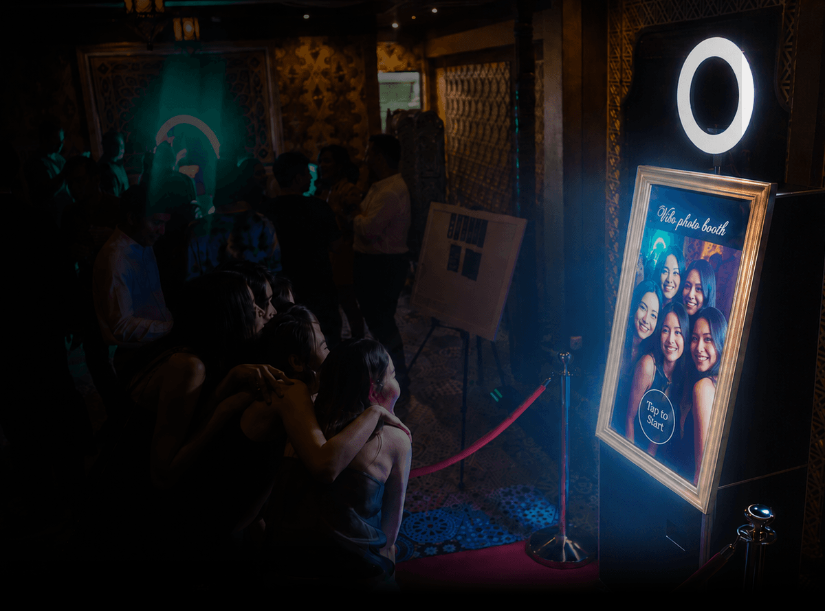 Vibo gold photo booth rental setup for events in Vancouver